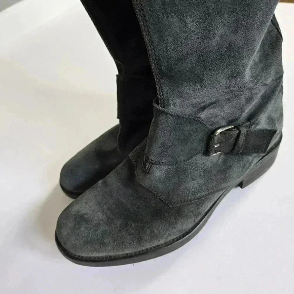 J.Crew Moto Biker Buckle Motorcycle Black Suede Leather Boots size 6 - Picture 13 of 15